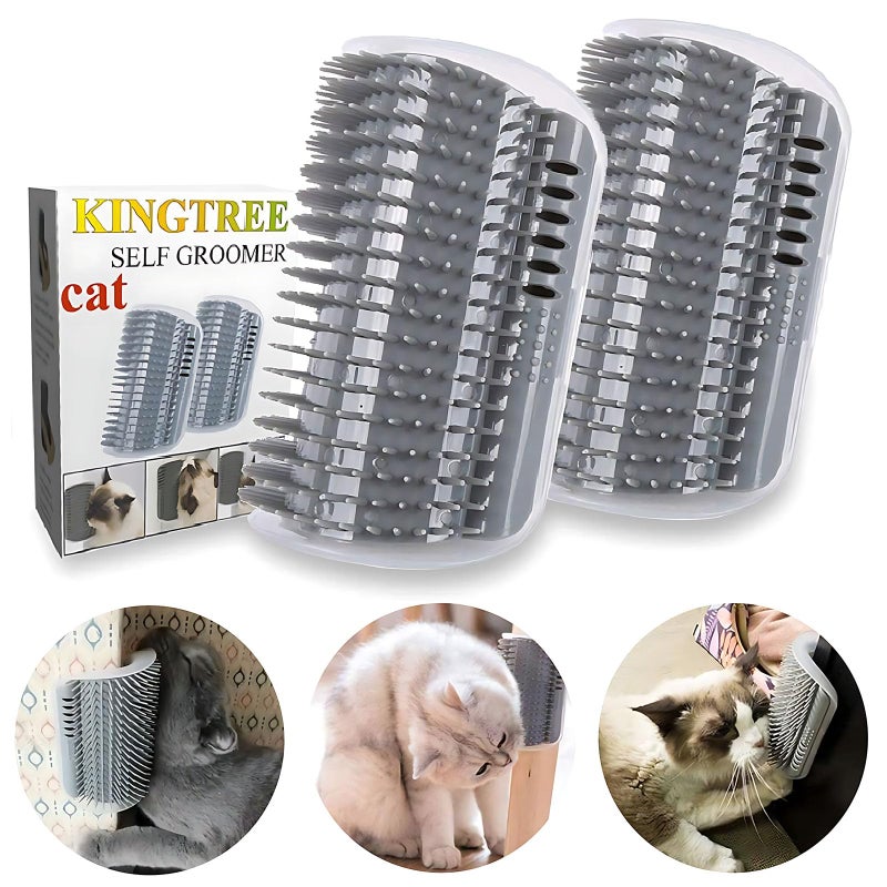 Kingtree Cat Corner Scratcher Self Groomer with Catnip, 2 Pack Softer Cat Face Scratchers Wall Corner Grooming Massage Combs for Long & Short Fur Cats - Image 1